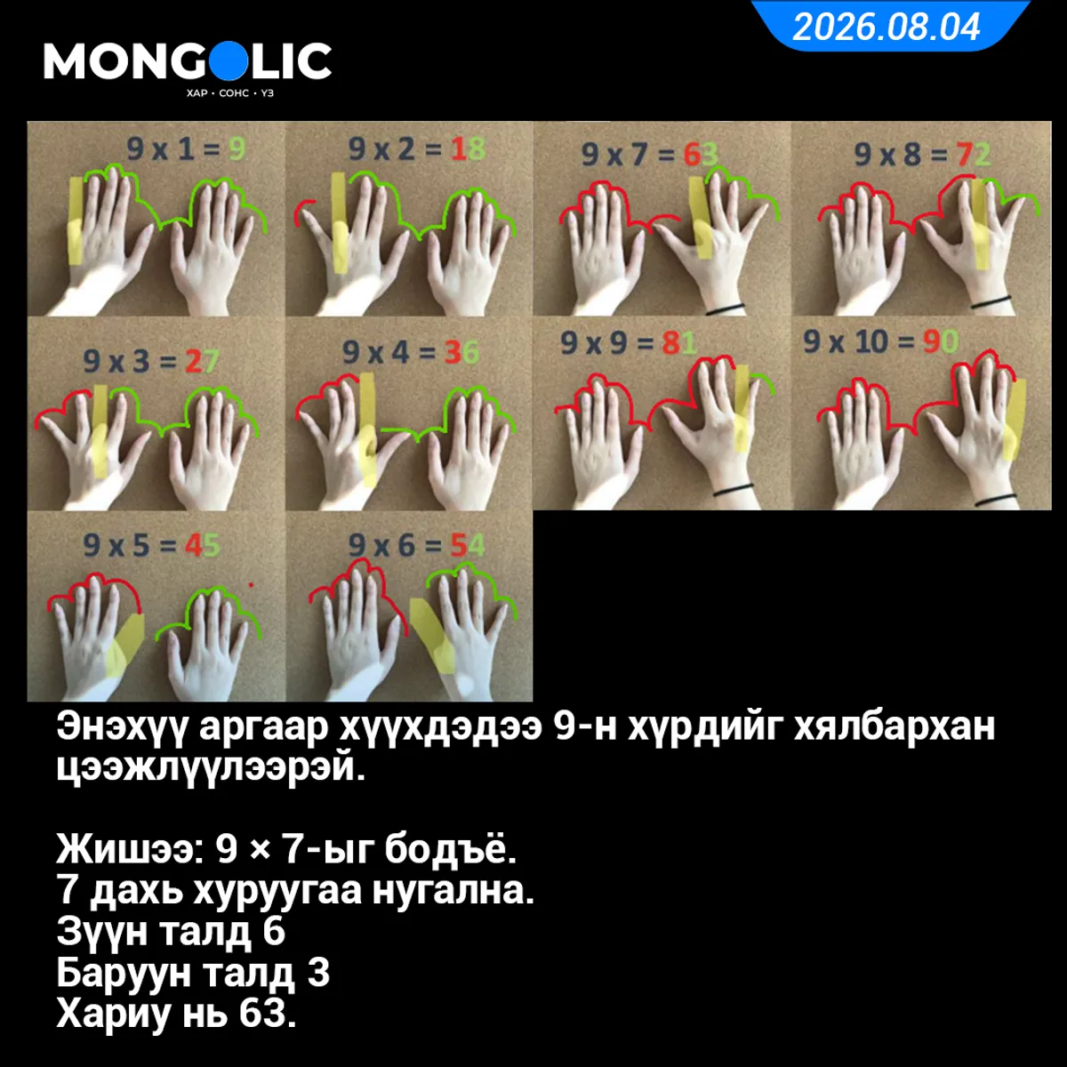Энэхүү аргаар хүүхдэдээ 9-н хүрдийг хялбархан цээжлүүлээрэй.